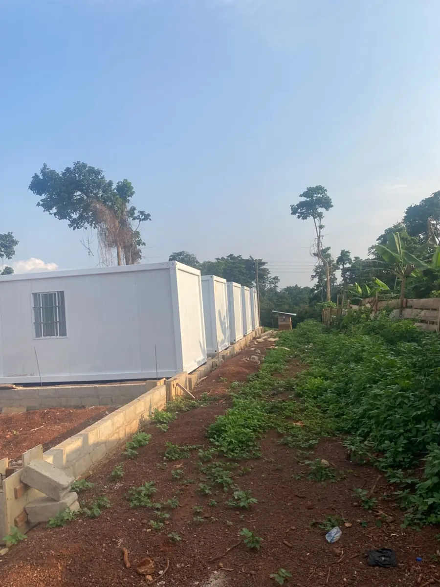 Completed GIWU modular units on a project site in Ghana