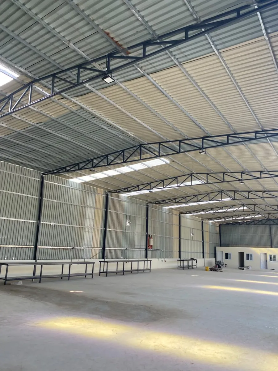 Steel portal frame of the Leasafric Ghana warehouse